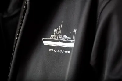 Mucho Big C Charters Brand Hoodie Detail