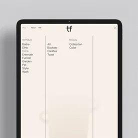 Mucho Tina Frey Website i Pad Portrait Menu